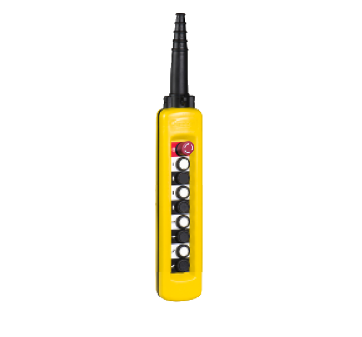 RHENES  CAJA PULSADORES COLGANTES C/PARO EMERGENCIA  6 PULSADORES  6X(1(NO) AMARILLO IP65